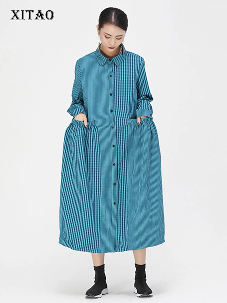 Женское длинное платье в полоску с карманами | Женская одежда