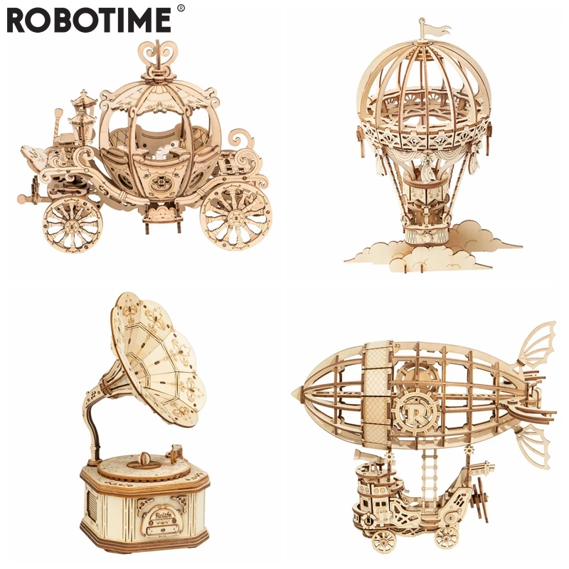 

3D граммофон Robotime TG408, деревянная тележка с тыквой, в сборе, популярный подарок для детей и взрослых