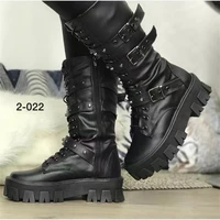 boots 2022 winter new rock shoes punk side zip casual denim plush goth fashion rivets thick sole fighting motorcycle mujer botas