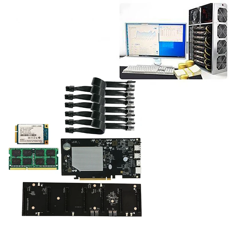 Семейная материнская плата для майнинга BTC с 128G SSD + 8G DDR3 RAM 6x6 контактов до 8 шнур