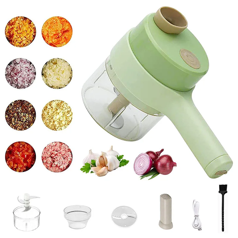 4 in 1 Handheld Electric Vegetable Cutter Set, Wireless Mini