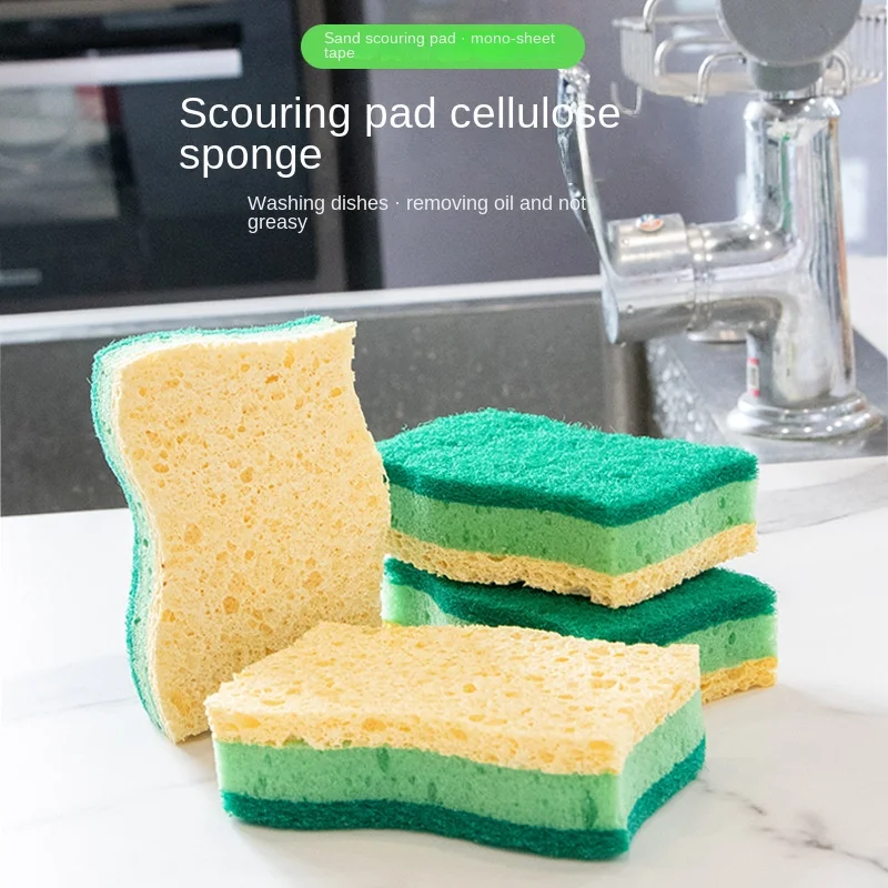 

3Pcs S Shape Wood Pulp Cotton Sponge Cleaning Cloth Three In One Kitchen Washing Dishes Pots Tools Household Cleaning Sponge