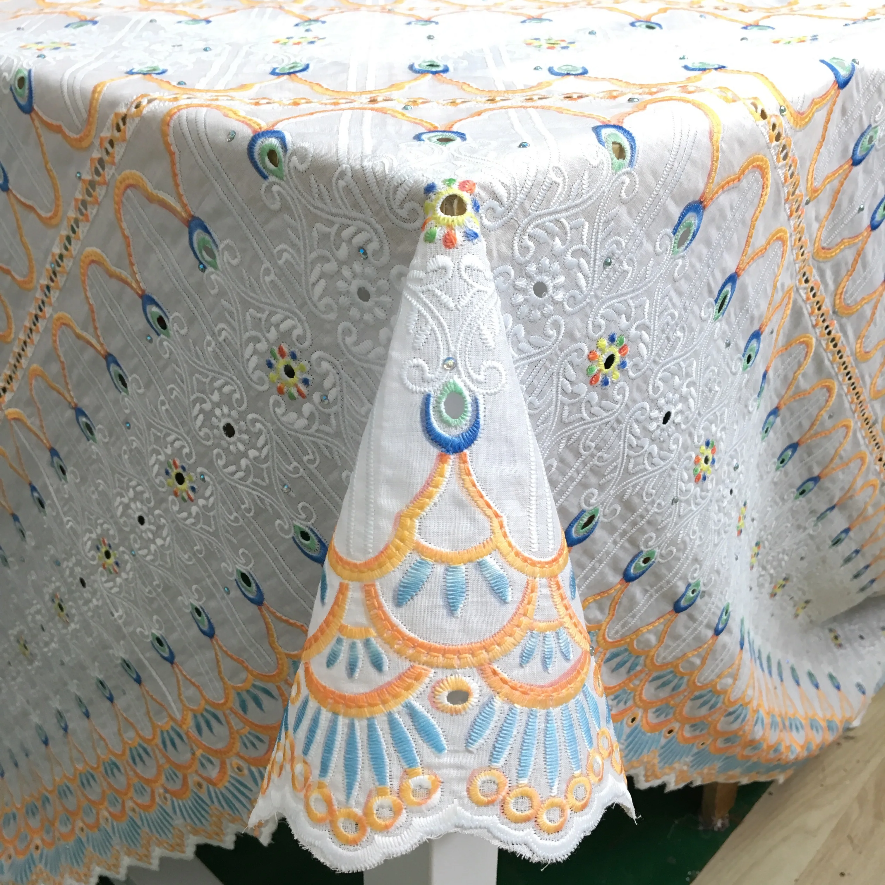 Белая нигерийская кружевная ткань из чистого хлопка 2024 высокое качество 5 ярдов