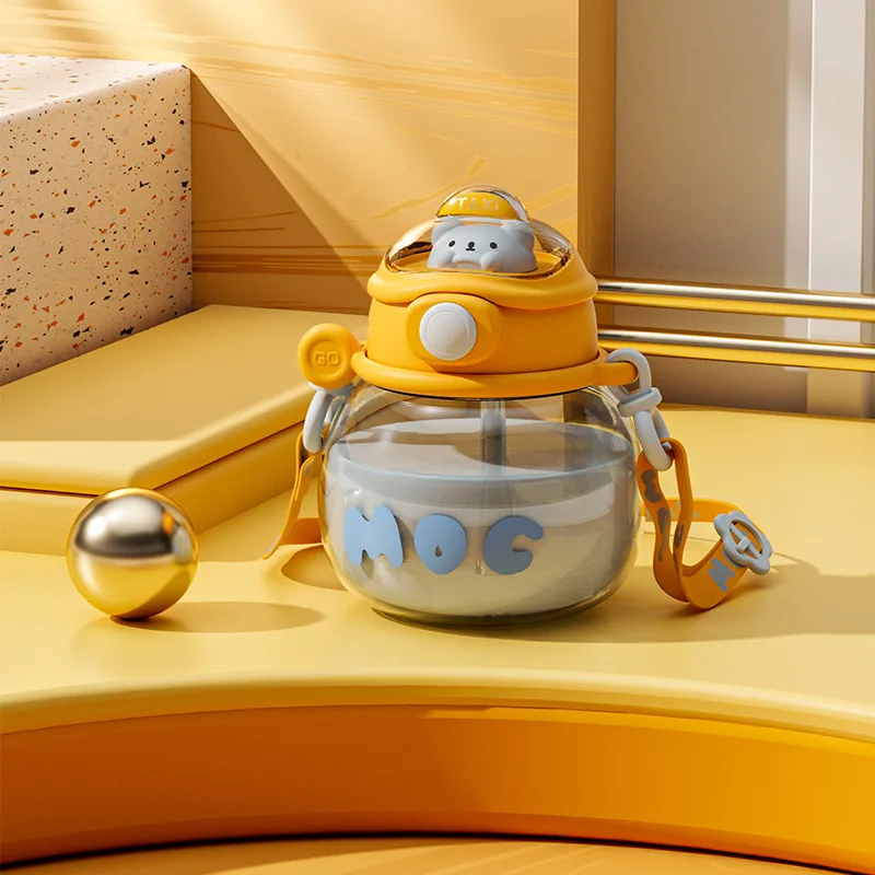 

Travel Cartoon Kettle New Kawaii Plastic Tumbler Kids Leakproof Mug 550ml Cute Water Bottle For Girl Portable Straw Drinking Cup