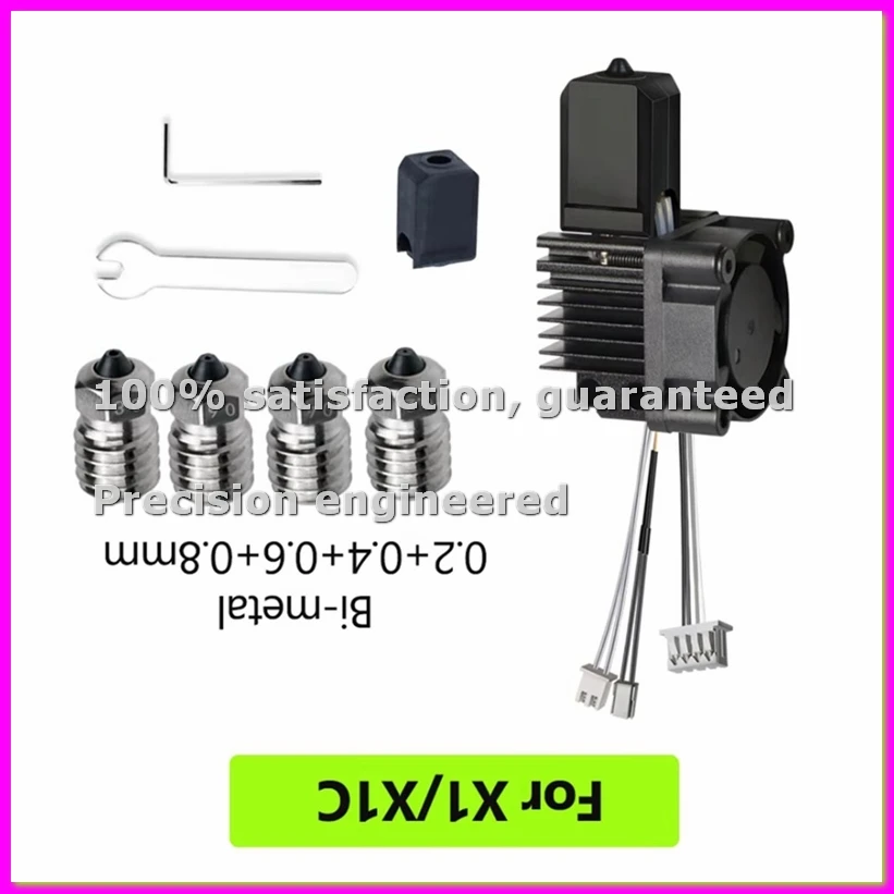 Фото Комплект хотэнда для 3D-принтеров X1 X1C с охлаждающим вентилятором V2.0, печатающая головка с биметаллическими соплами, запчасти для 3D-печати - ABVP №1