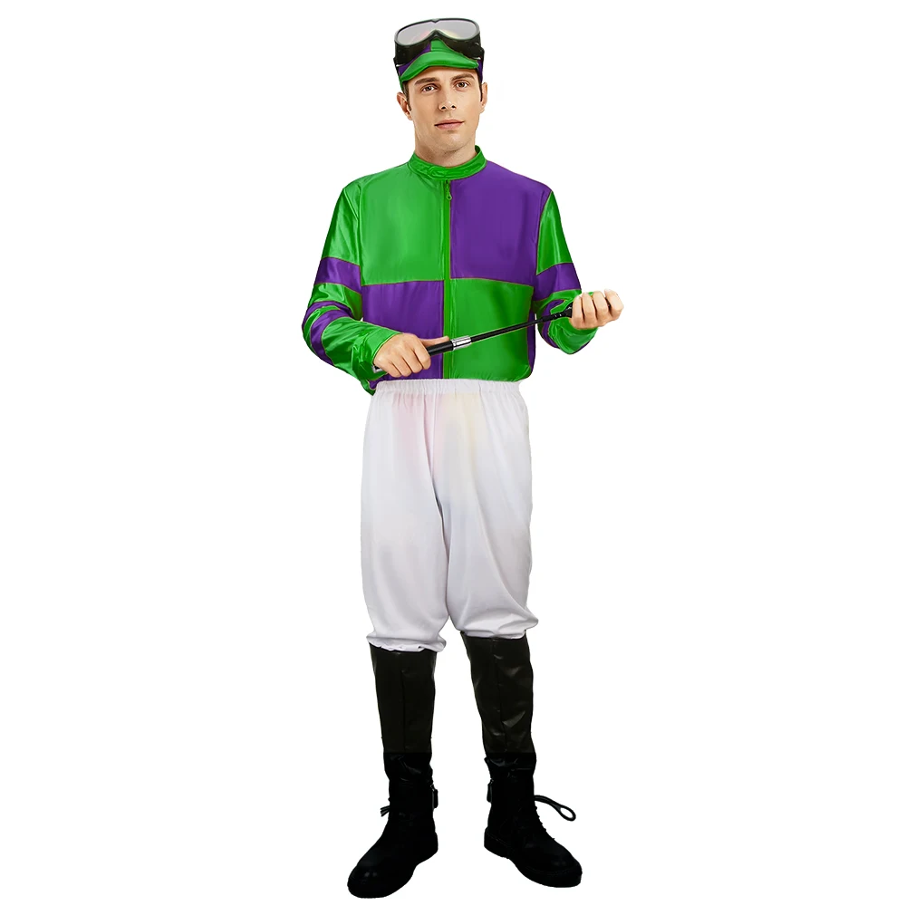 Фото Jockey Horse Racing Rider Хэллоуин Косплей Костюм Мужское нарядное платье Хэллоуин Карнавальная вечеринка Одежда для ролевых игр Зеленый Takerlama №4
