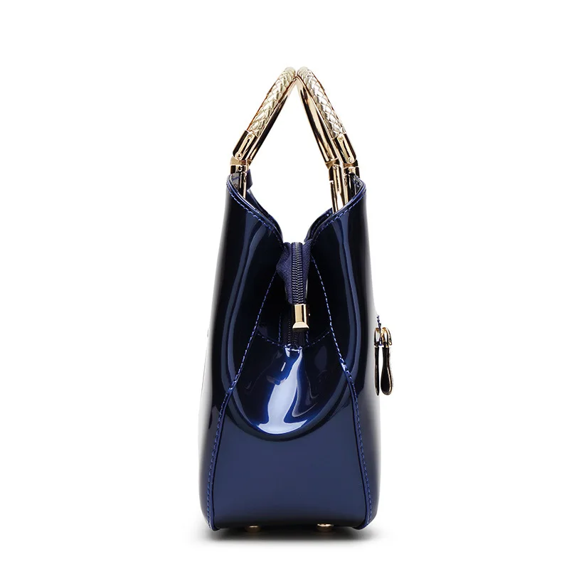 Luxury Patent Leather Women's Bag Fashion Bright Ladies Crossbody Shoulder Bag Female Ring Top Handle Handbag Evening Clutch Bag
