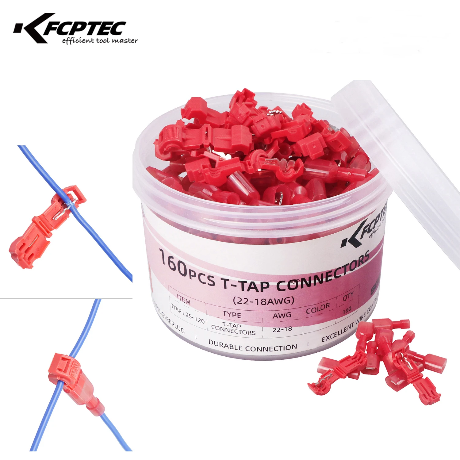 

T-Tap Connectors Insulated Male Female Quick Terminals Block Electrical Wire for Cable Snap Crimp Fast Splice T Junction
