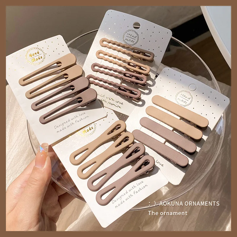 

3Pcs/Set Women Girls Fashion Coffee Color Geometric Ornament Hair Clips Adult Sweet Hairpins Female Hair Accessories
