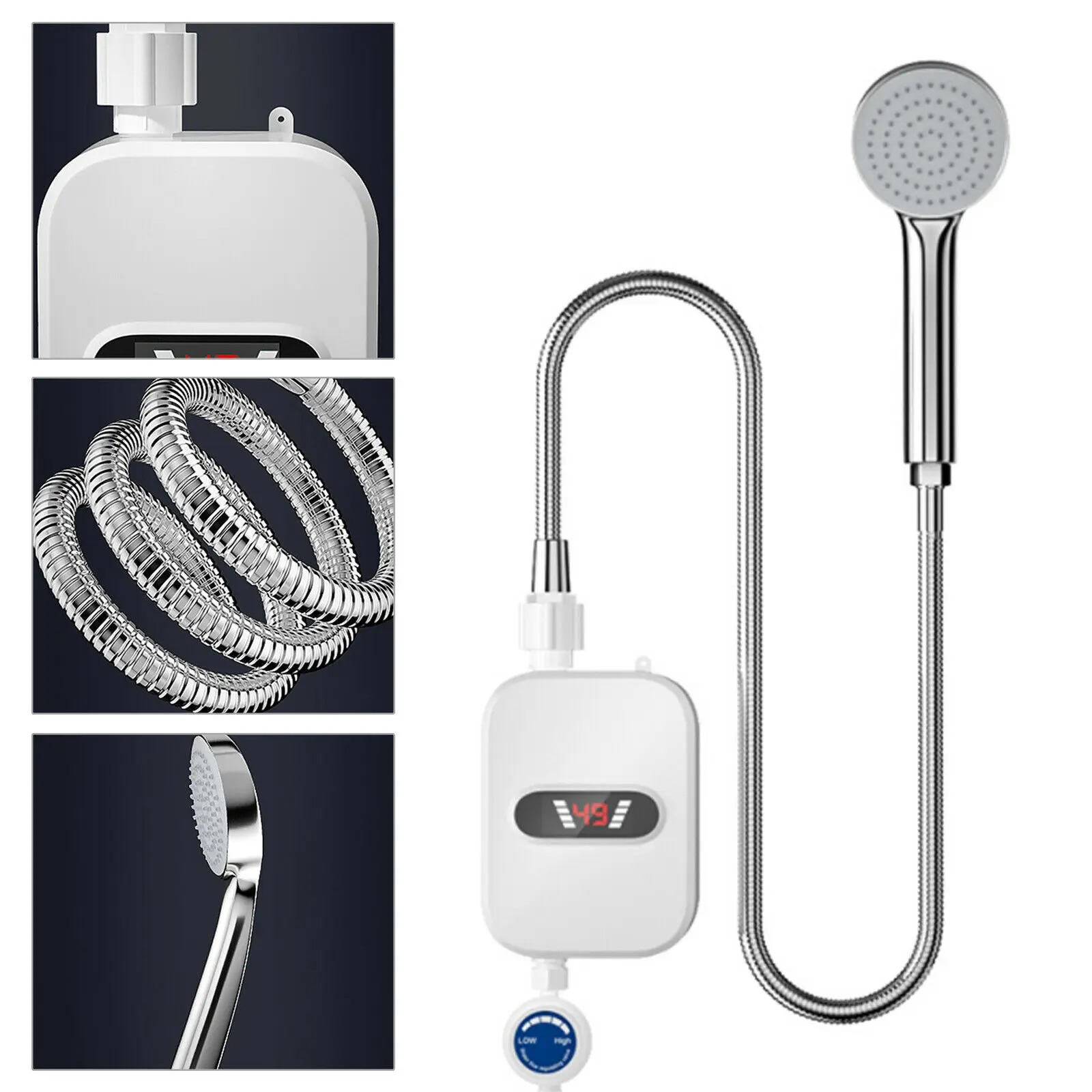 

Instantaneous Water Heater Kit LCD Digital Display 3500 W Wall Mount Lightweight Electric Water Heater Sanitary Ware Suite