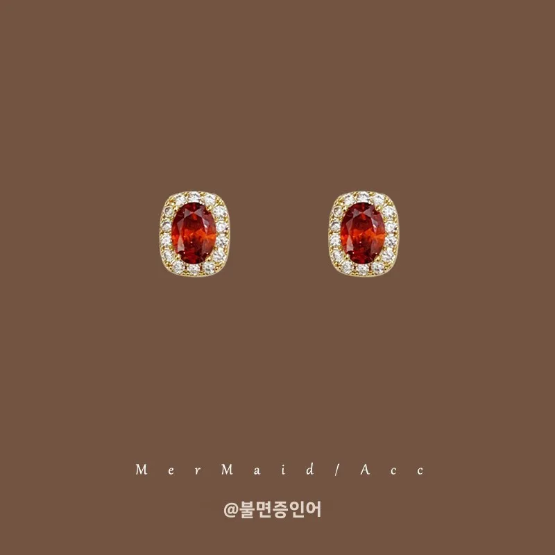 Голубь красная кровь бессонница Русалка ретро красные серьги с драгоценными