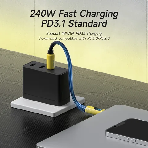 Короткий USB-кабель Hagibis со светодиодным дисплеем, 0,25 м, тип C, кабель для быстрой зарядки PD, 240 Вт, зарядный кабель для iPhone 17 Pro Macbook Pixel