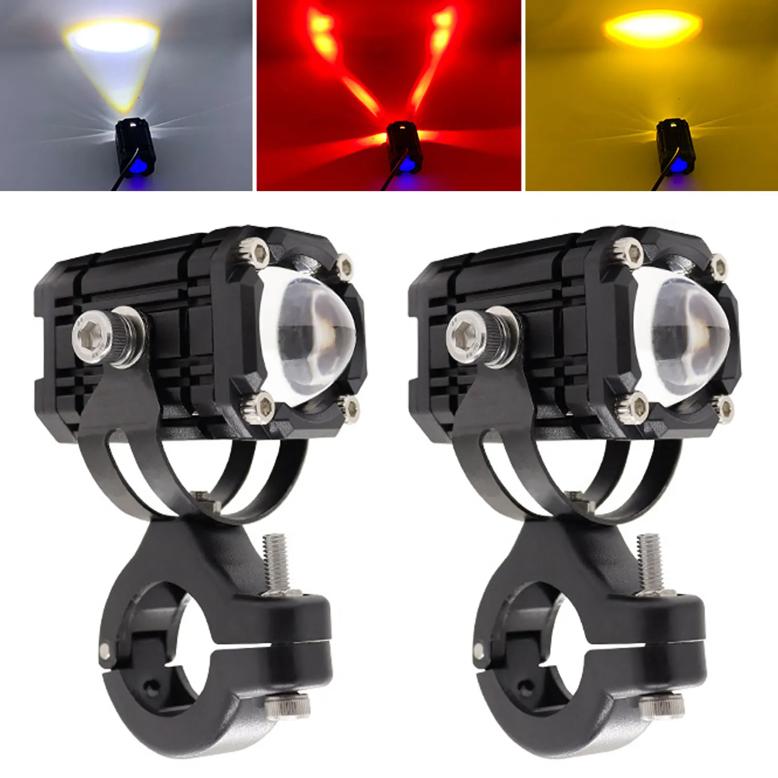 

1pcs Equipped with switch, explosion-proof flash motorcycle spotlights, external small steel cannon, strong LED lights