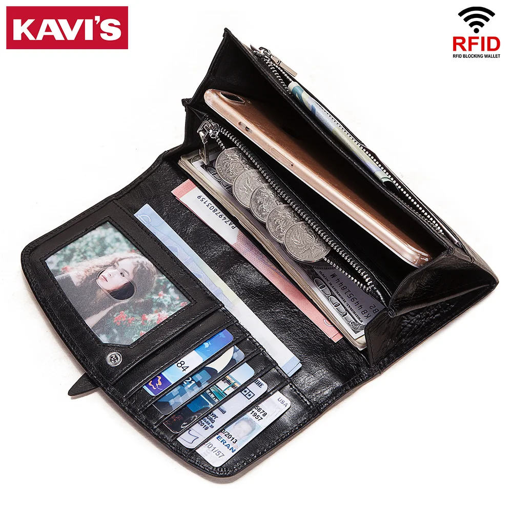 

Кошелек женский из натуральной кожи, с RFID-защитой, красный