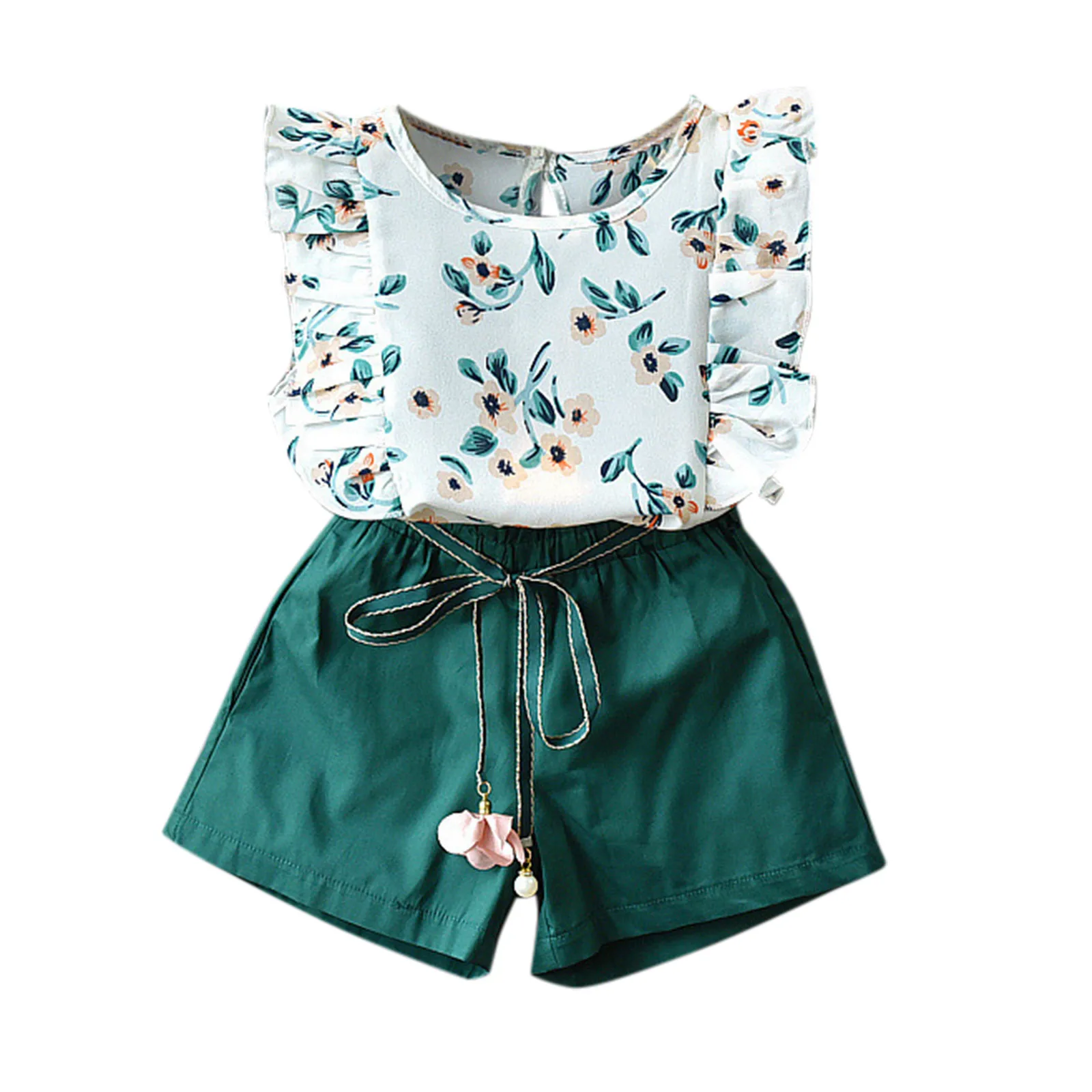 

Футболка и шорты для девочек, с цветочным принтом