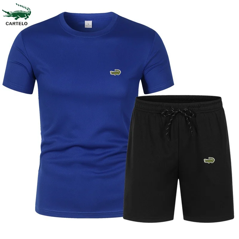 High quality 2023 Summer Men's quick-drying short sleeved unhooded shorts casual sports suit