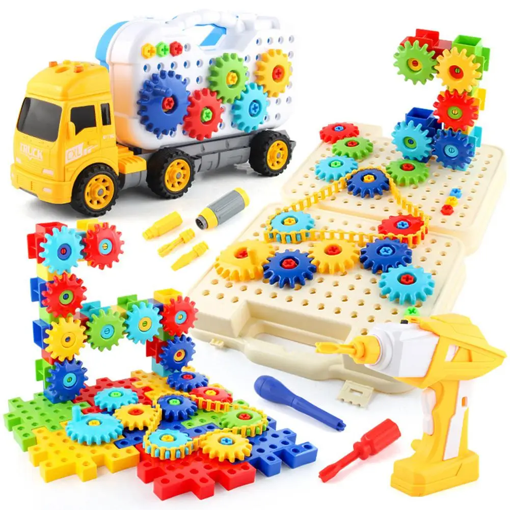 

DIY Assembled Blocks Gear Building Block Toy Set Spinning Gears Children Creative Interlocking Learning Blocks Playground