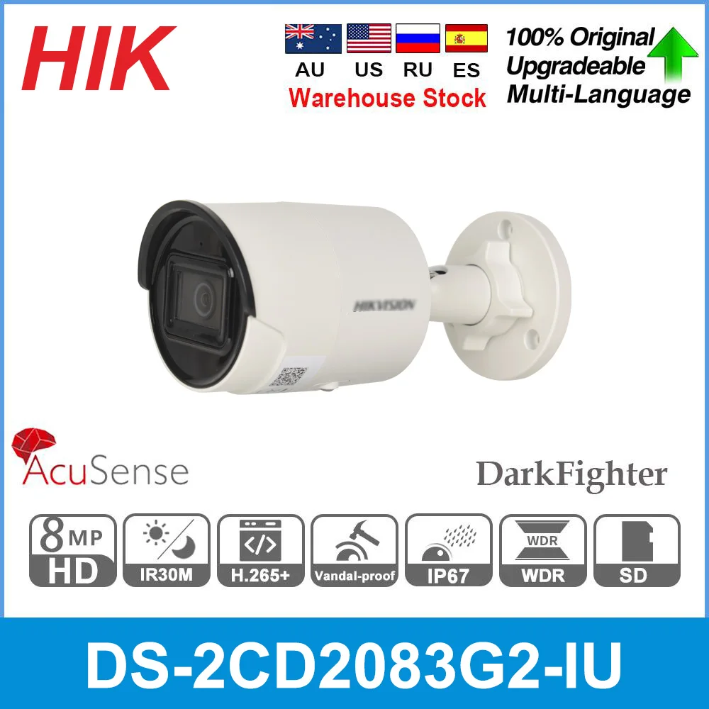 

Hik IP-камера 8 Мп DS-2CD2083G2-IU POE 4K Acusense APP H.265 + CCTV цилиндрическая видеокамера для домашней защиты