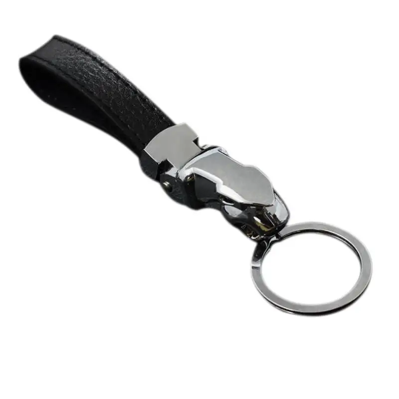 

High Quality Metal Leopard Head Leather Key Chains Rings Keychain Holder For Car Keyrings KeyChains Gift Zinc Alloy Carstyling