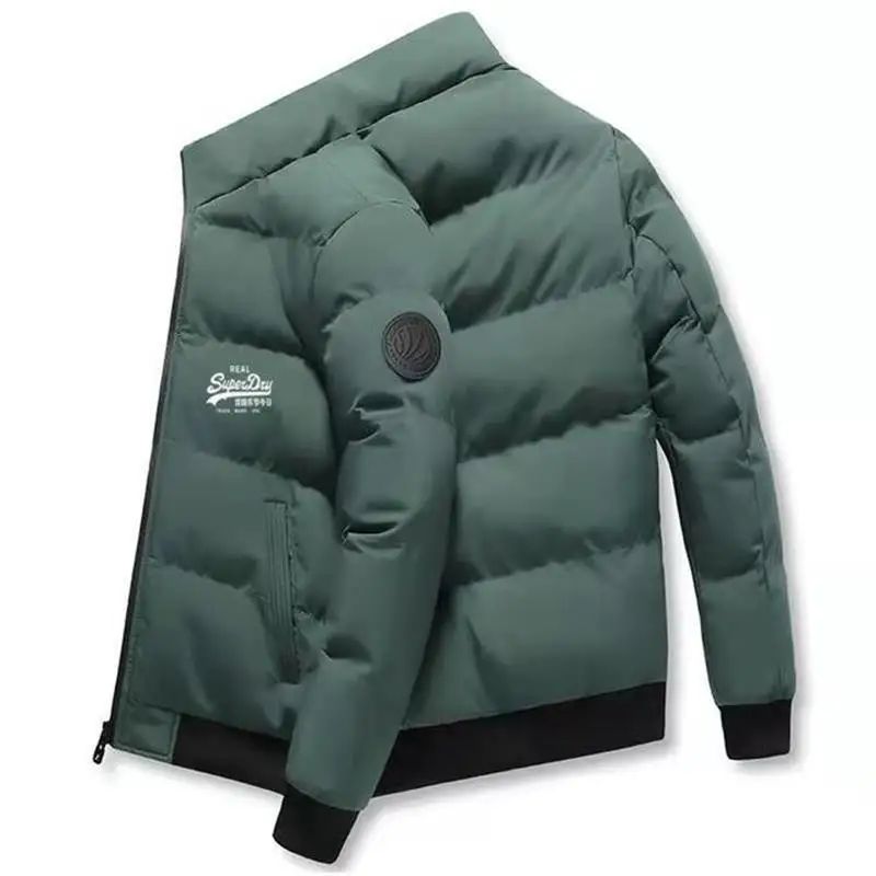 Men's cotton padded clothes Men's winter warm keeping solid color hooded down jacket Thick duck coat Men's cotton padded clothes