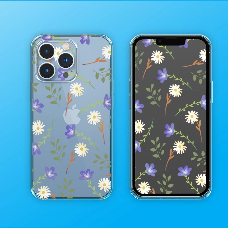 

Painted Flower Transparent Phone Case for iPhone 7 8 11 12 13 X Xr Xs Mini Pro Max, TPU Cover with Built-in Drop Protection