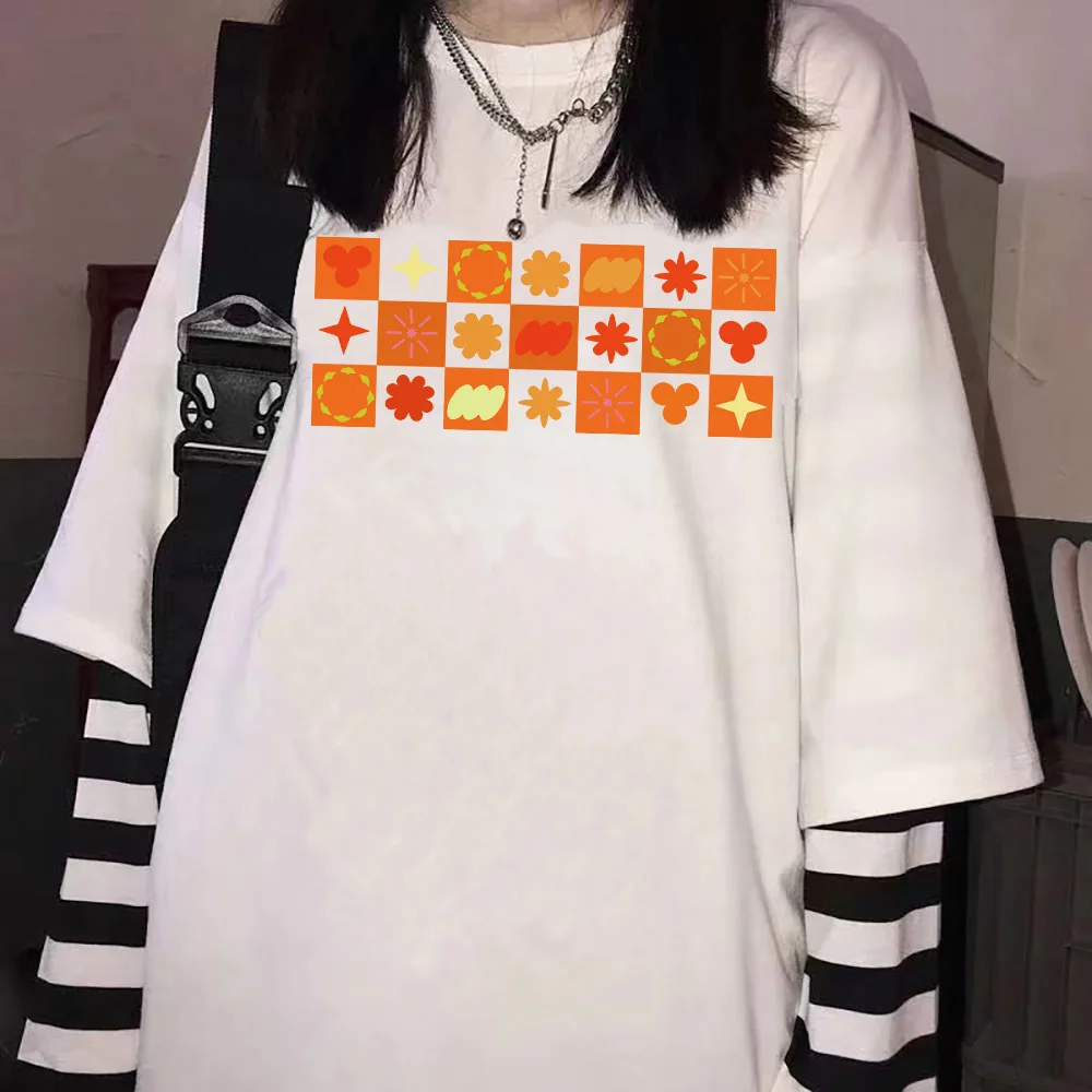 

Kpop Autumn Women's T-Shirt Gothic Street Style Fake Two Piece Couple Y2k Long Sleeve Top