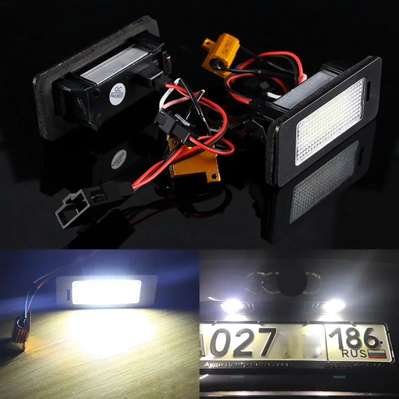 

2 белых светодиодных лампы освещения номерного знака для Audi A1 8X A3 8V A4 S4 B8 A5 S5 8T A6 C7 4G A7 4G Q3 / Q5 TT 8J