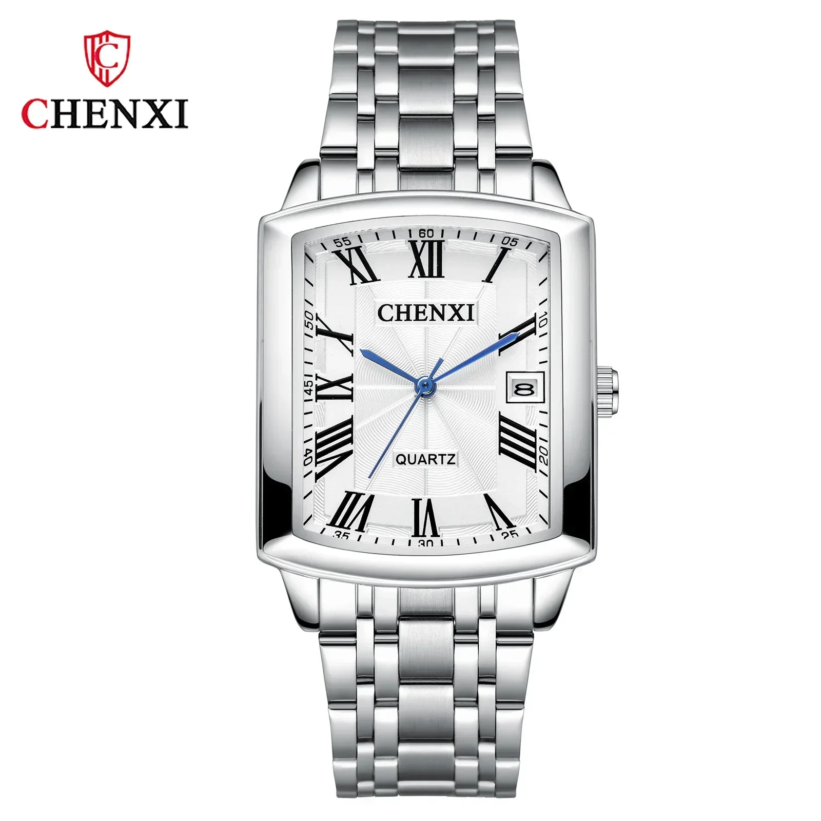 Chenxi 079A Пара Досуг Календарь Кварцевые Мужские Женские Часы Spor Montres Homme Серебряные