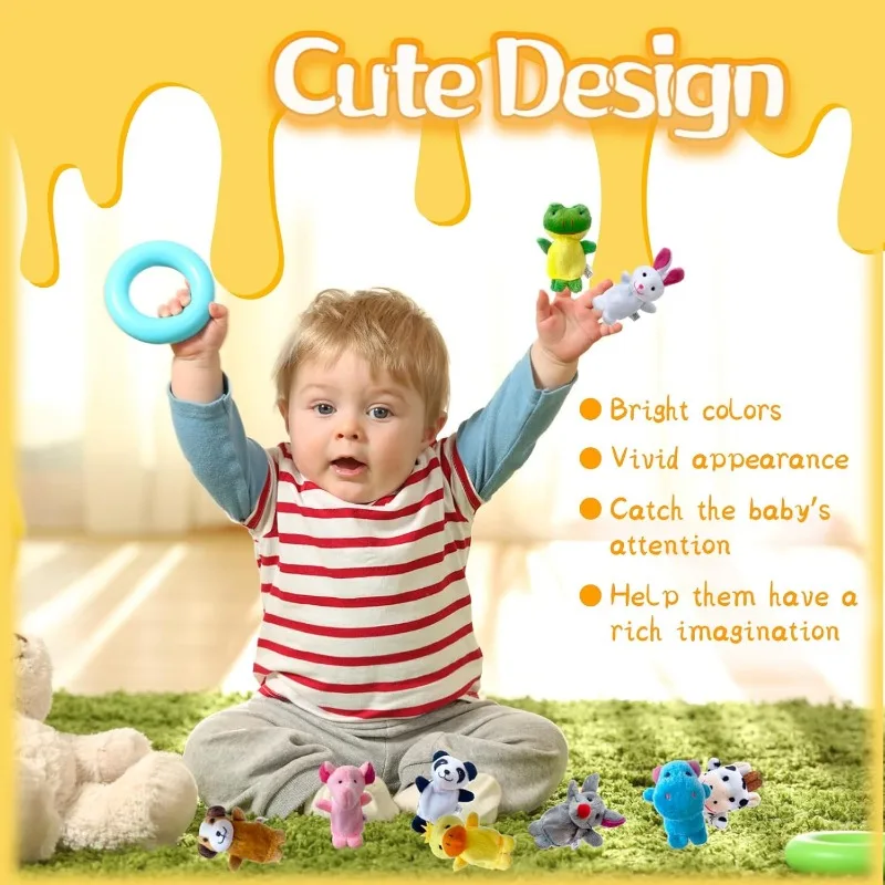 10Pcs Finger Puppets Set Soft Plush Animals Puppet Toys for Kids Mini Figures Toy Assortment