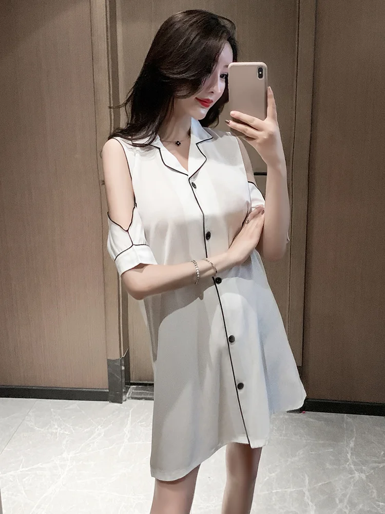 

Pajamas Nightdress Women's Summer Short-Sleeved Ice Silk Thin Sexy New Cute Internet Hot Homewear nighty for ladies