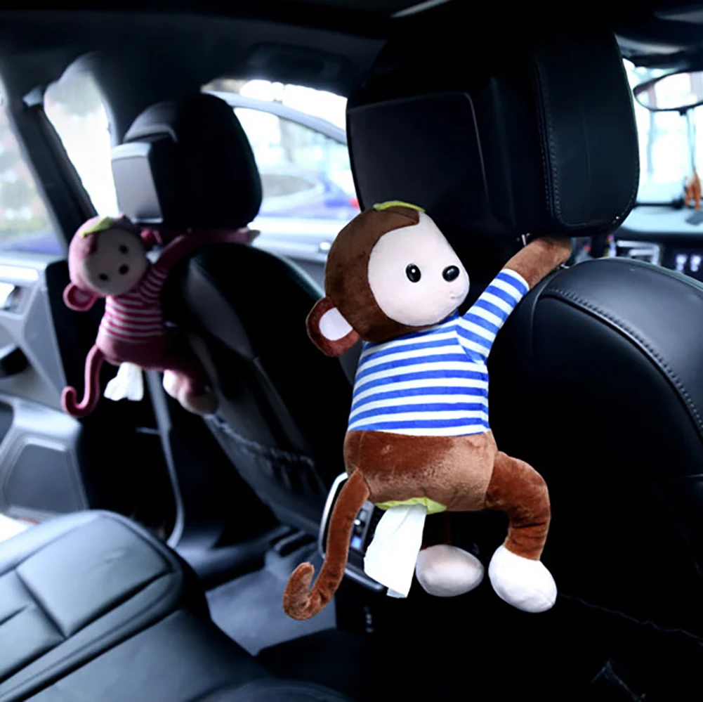 

Creative Cartoon Monkey Home Office Car Hanging Paper Napkin Tissue Box Cover Holder Portable Paper Box Soft 3D Animals