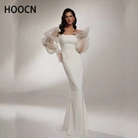 herburnl designs wedding dresses square neck puff sleeves sheer satin slim fit mermaid tulle classic fall bridal elegant fashion