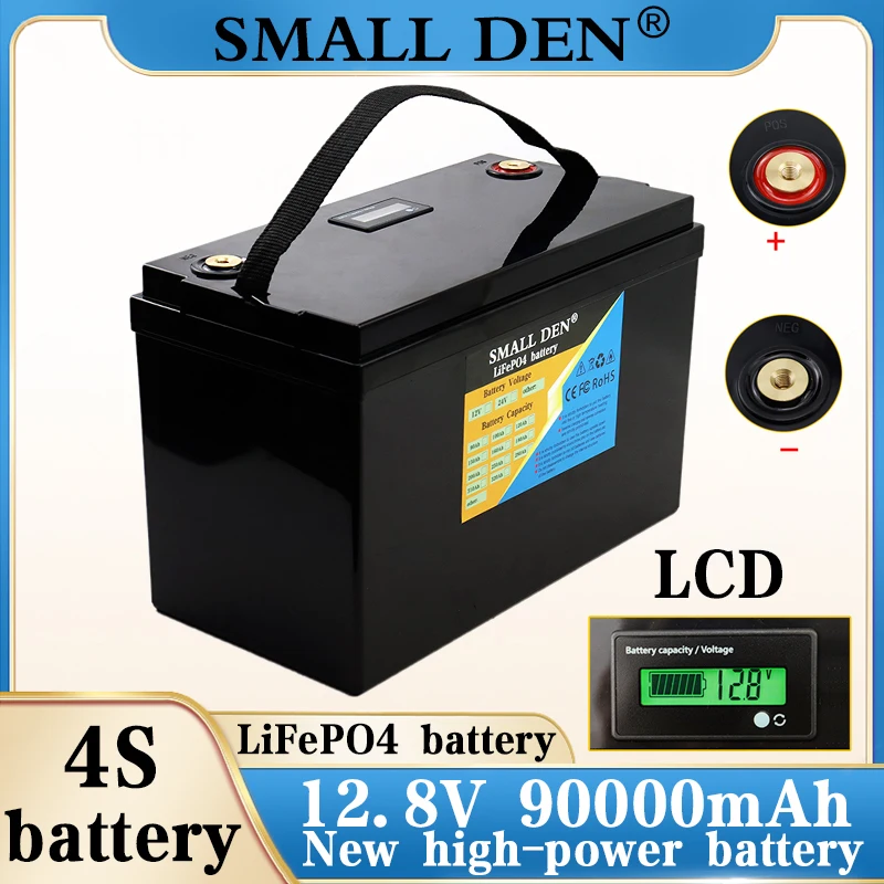 

12V 90Ah LiFePO4 Battery 12.8V 90000mah 3000 Cycles For RV Campers Golf Cart Off-Road Off-grid Solar Wind battery+14.6V charger