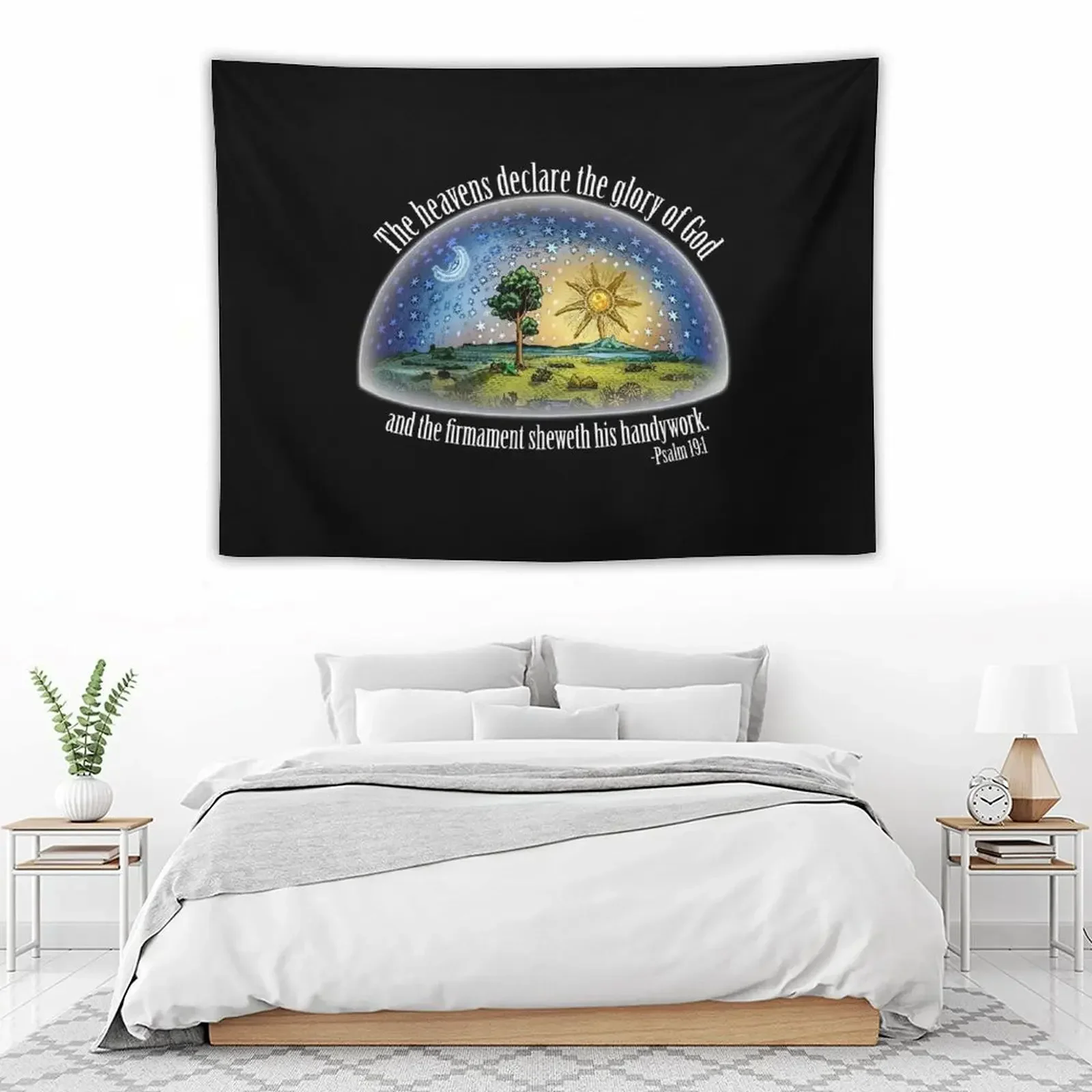 Плоская Земля-псалом 19:1 (процветание) черный гобелен Настенная роспись украшения