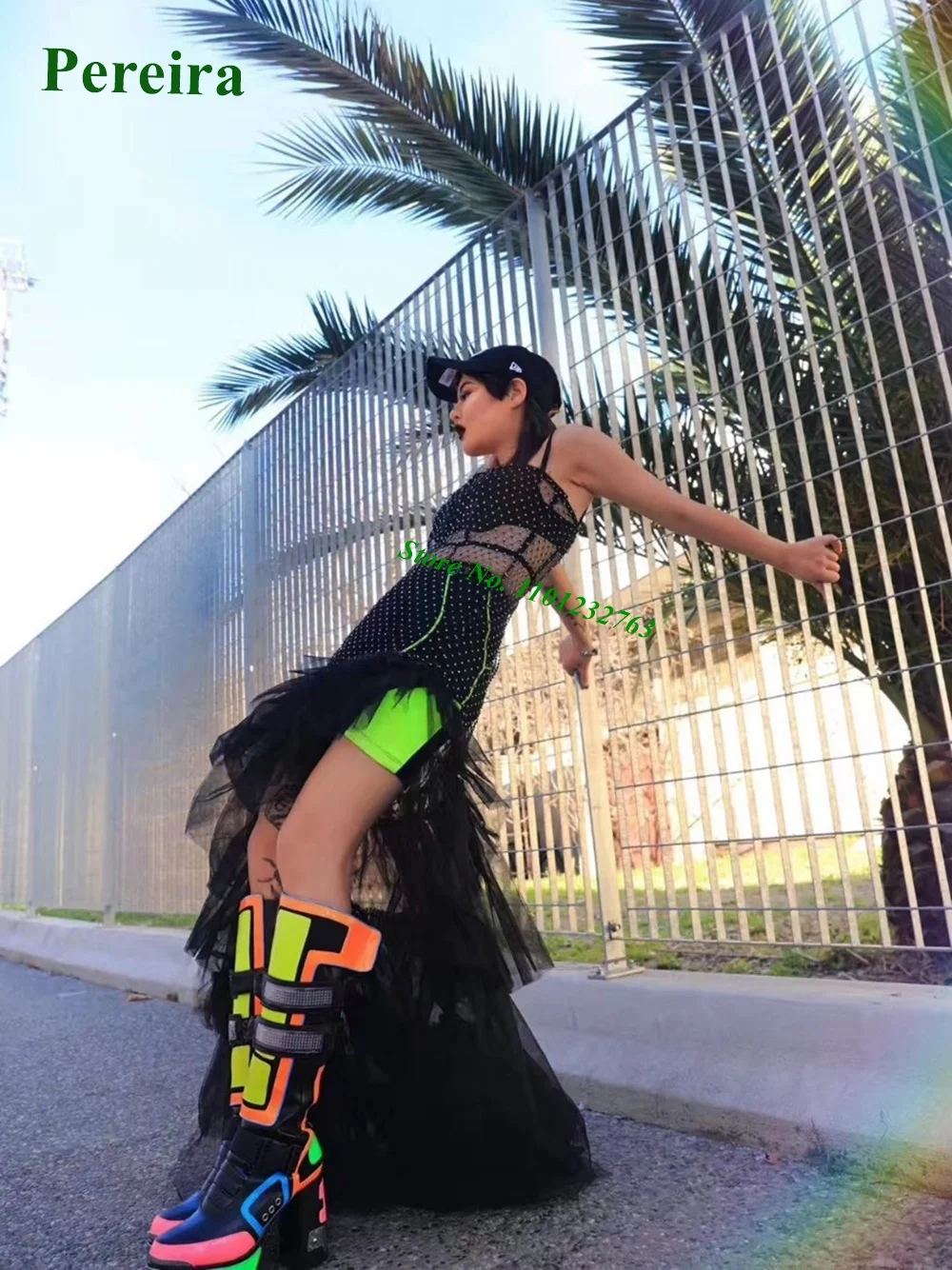 Colorblock Motorcycle Boots Round Toe Knee High Women Boots Cool Girls Metal Decor Chunky Heels Side Zip Sexy New Arrival 2022