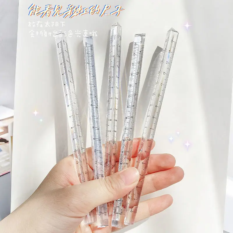 

15cm Transparent Straight Ruler Students Stationery Simple triangle ruler Rulers Acrylic Measuring Tools