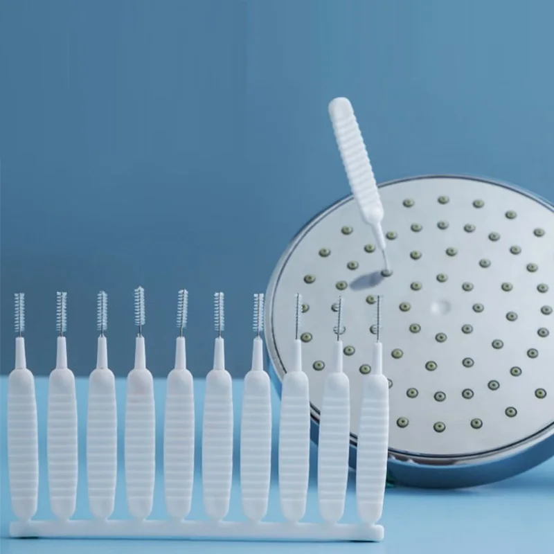 

10Pcs/Set Bathroom Shower Head Cleaning Brush White Small Brush Pore Gap Clean Anti-clogging Nylon For Kitchen Toilet Phone Hole