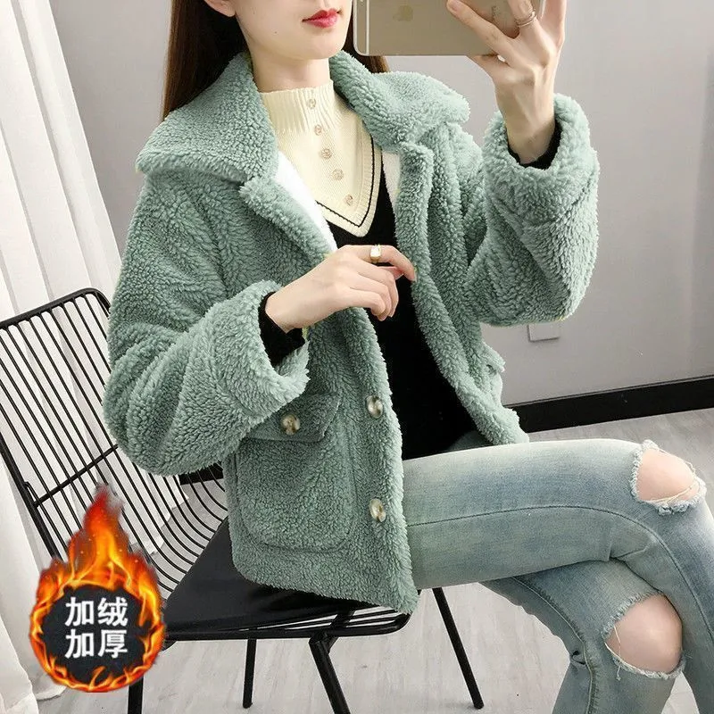 Plus Velvet Thickening&quot Women's Imitation Lambswool Coat 2025 Female Autumn Winter New Majia Fashion Jacket Tank Top Overcoat