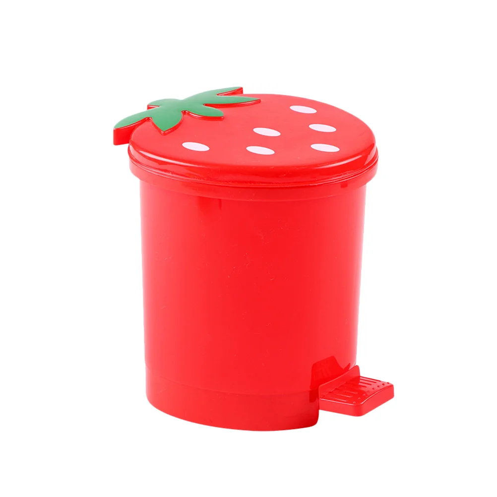 

Can Trash Garbage Bin Mini Desk Desktop Strawberrycute Lidwaste Wastebasket Kawaii Car Tabletopcontainer Countertop Kitchen