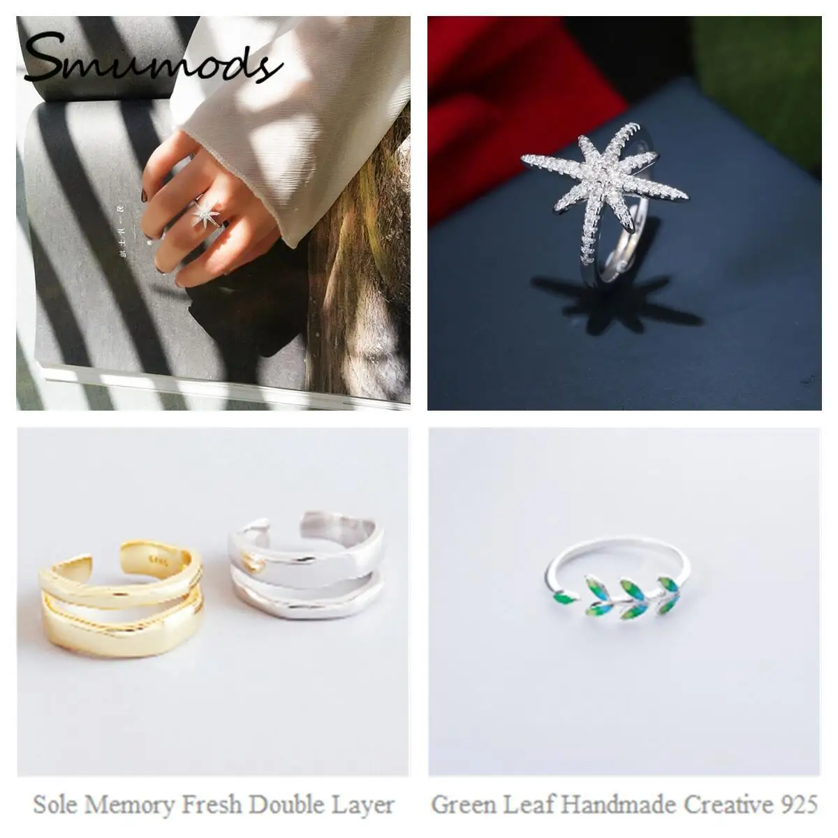 

Snowflake Silver Elegant Fashion Couple Ring Set Simple Adjustable Boys Girls Trend Jewelry Holiday Gifts Free Shipping