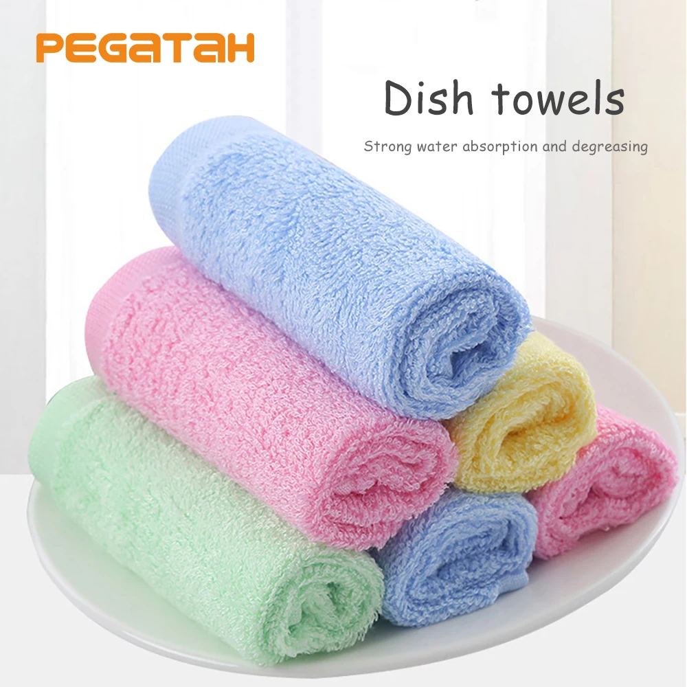 

Household Kitchen Cleaning Cloth Daily Dish Towel Non-stick Oil Dishes Cloth Absorbent Scouring Pad Wood Fiber Kitchen Rags