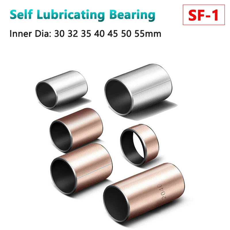 1pc ID 32-55mm SF-1 Self Lubricating Bearings Composite Bearing Oil Bearing Bushing Sleeve White Zinc/Brass Plating