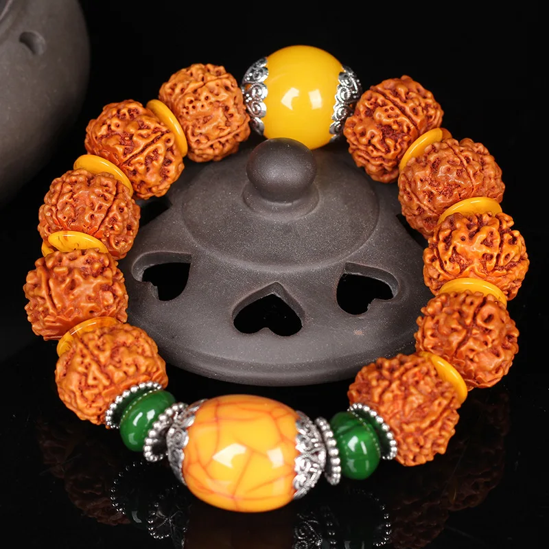 Тибетский стиль Rudraksha Коллекционные предметы-браслет с автографом Натуральные