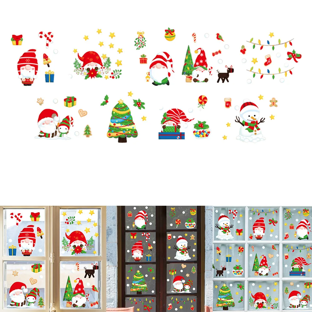

100% New Brand Stickers Decoration 1pc Christmas Cute Pattern For Inside Door Gnome Doll PVC Print Double Side