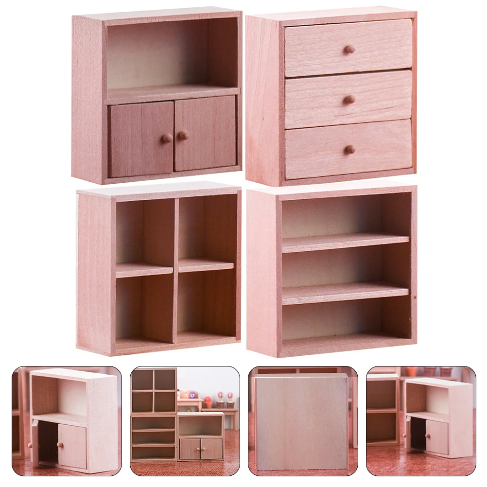 

Cabinet Mini Miniaturebookcase Wood House Furnituremodel Wardrobe Wooden Accessories Modelstoycloset Ornament Bedroom Bookshelf