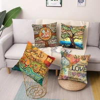 abstract letter polyester square pillow cushion cover car sofa office chair pillowcase simple home decoration ornaments