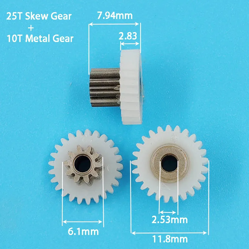 

Прямая металлическая зубчатая шестерня 25 T + 10 T, 25 зубьев OD = 11,8 мм, 10 зубьев, внешний диаметр = 6 мм, детали «сделай сам» 25102.5B