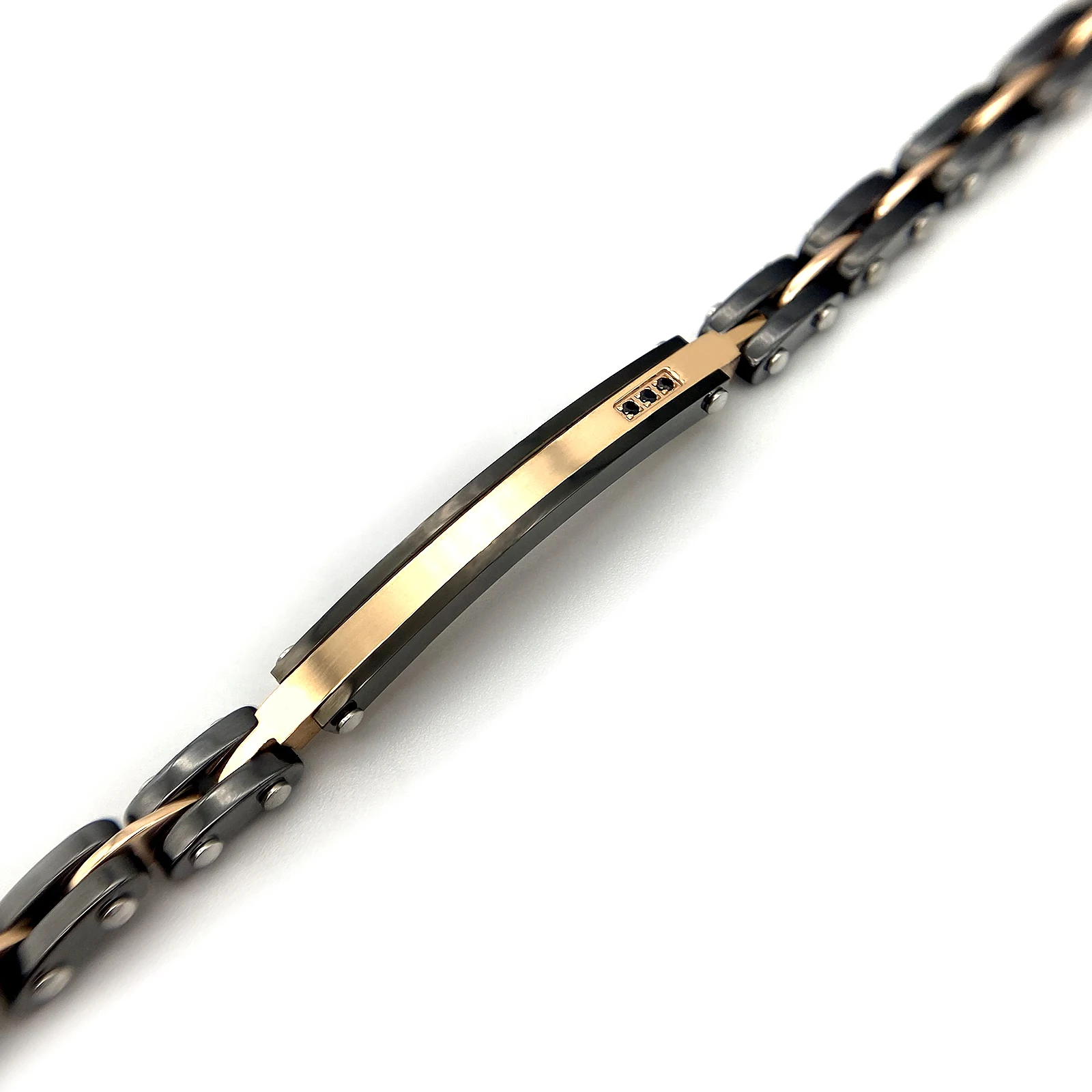 Runda Men’s Bracelet Black Ceramic with Wrist Bands Stainless Steel Inlaid Zircon Adjustable Size 22cm Bracelet Luxury Brand Men