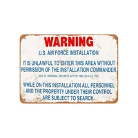warning us air force installation vintage look metal sign