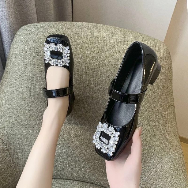 Women Leather Shoes  Flat  PU Square button Solid Color Increase Breathable  Fashion  Platform